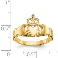 14K Yellow Gold Polished Claddagh Ring with Twisted Band - Domed Profile by Oro Pregiato