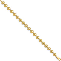 14K Yellow Gold Polished Clam Shell 7" Bracelet with Textured Stations by Oro Pregiato