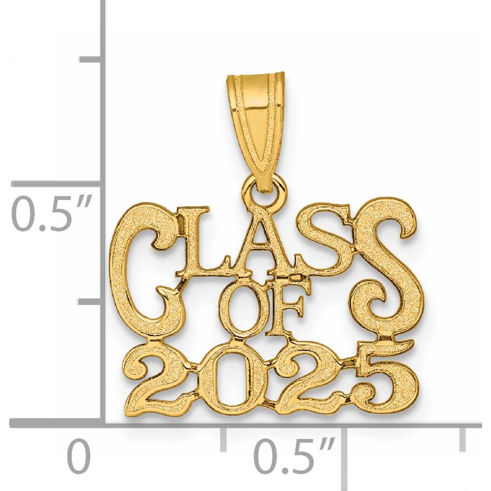 14K Yellow Gold Polished CLASS OF 2025 Charm Pendant - 16.35mm x 17.2mm by Oro Pregiato