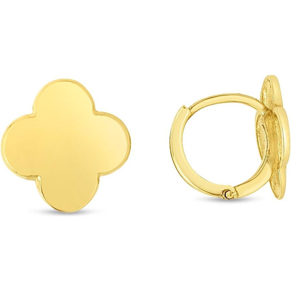 14K Yellow Gold Polished Clover Stud Earrings by Orozza Fine Jewelry