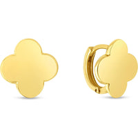 14K Yellow Gold Polished Clover Stud Earrings by Orozza Fine Jewelry