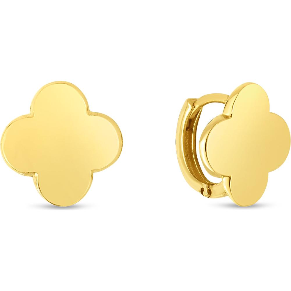 14K Yellow Gold Polished Clover Stud Earrings by Orozza Fine Jewelry