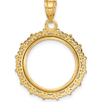 14K Yellow Gold Polished Coin Bezel Pendant for 1/10 oz. American Eagle Coin - 29.4mm Length by Numis Coin Jewelry