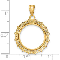 14K Yellow Gold Polished Coin Bezel Pendant for 1/10 oz. American Eagle Coin - 29.4mm Length by Numis Coin Jewelry