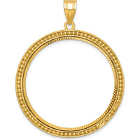 14K Yellow Gold Polished Coin Bezel Pendant with Diamond-Cut Texture - Holds 1 oz. American Eagle Coin by Numis Coin Jewelry