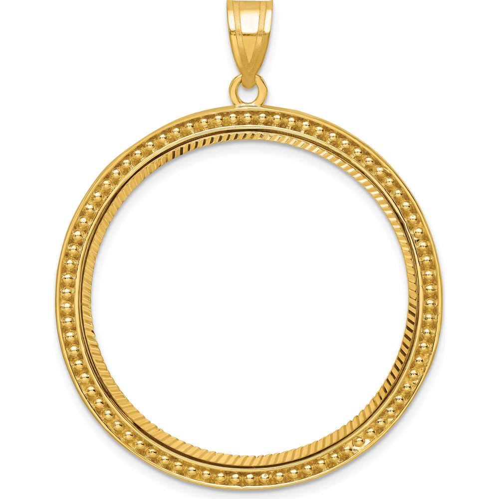 14K Yellow Gold Polished Coin Bezel Pendant with Diamond-Cut Texture - Holds 1 oz. American Eagle Coin by Numis Coin Jewelry