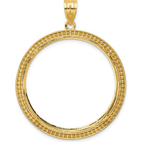 14K Yellow Gold Polished Coin Bezel Pendant with Diamond-Cut Texture - Holds 1 oz. American Eagle Coin by Numis Coin Jewelry