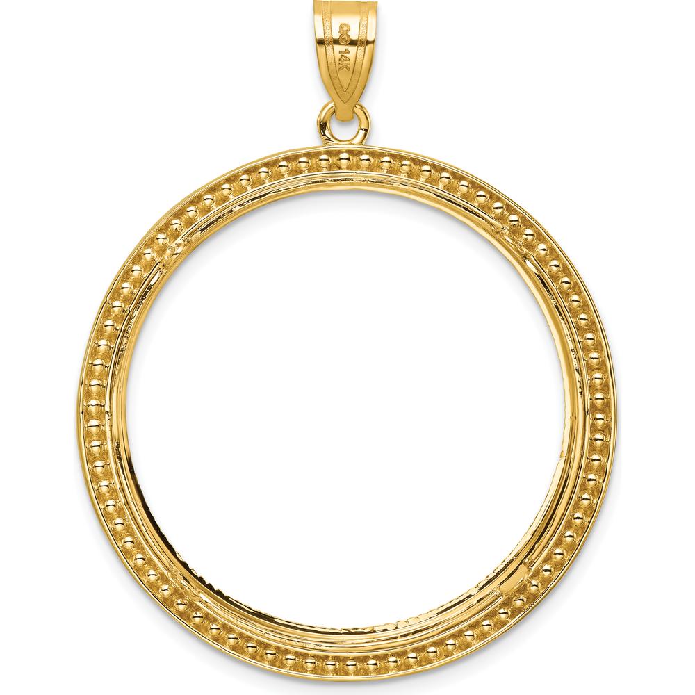 14K Yellow Gold Polished Coin Bezel Pendant with Diamond-Cut Texture - Holds 1 oz. American Eagle Coin by Numis Coin Jewelry
