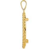14K Yellow Gold Polished Coin Bezel Pendant with Rope Detailing - Holds 1/2 oz. American Eagle Coin by Numis Coin Jewelry