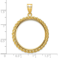 14K Yellow Gold Polished Coin Bezel Pendant with Rope Detailing - Holds 1/2 oz. American Eagle Coin by Numis Coin Jewelry