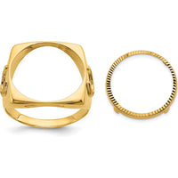 14K Yellow Gold Polished Coin Ring with Diamond-Cut Horseshoe Sides - 19.3mm Width by Numis Coin Jewelry