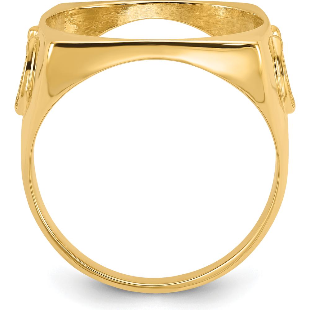 14K Yellow Gold Polished Coin Ring with Diamond-Cut Horseshoe Sides - 19.3mm Width by Numis Coin Jewelry