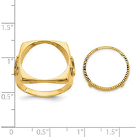 14K Yellow Gold Polished Coin Ring with Diamond-Cut Horseshoe Sides - 19.3mm Width by Numis Coin Jewelry