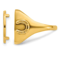 14K Yellow Gold Polished Coin Ring with Diamond-Cut Horseshoe Sides - 19.3mm Width by Numis Coin Jewelry