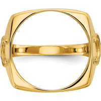 14K Yellow Gold Polished Coin Ring with Diamond-Cut Horseshoe Sides - 19.3mm Width by Numis Coin Jewelry