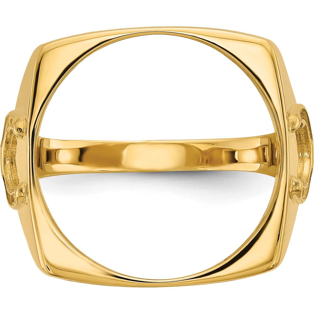 14K Yellow Gold Polished Coin Ring with Diamond-Cut Horseshoe Sides - 19.3mm Width by Numis Coin Jewelry