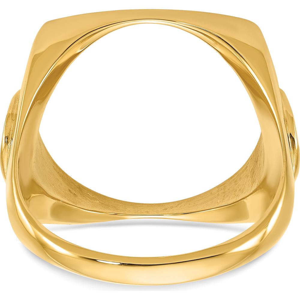 14K Yellow Gold Polished Coin Ring with Diamond-Cut Horseshoe Sides - 19.3mm Width by Numis Coin Jewelry