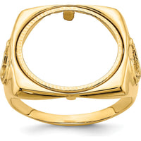 14K Yellow Gold Polished Coin Ring with Diamond-Cut Horseshoe Sides - 19.3mm Width by Numis Coin Jewelry