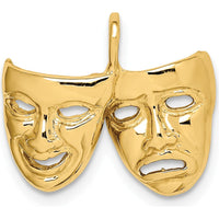 14K Yellow Gold Polished Comedy/Tragedy Theater Masks Pendant by Oro Pregiato