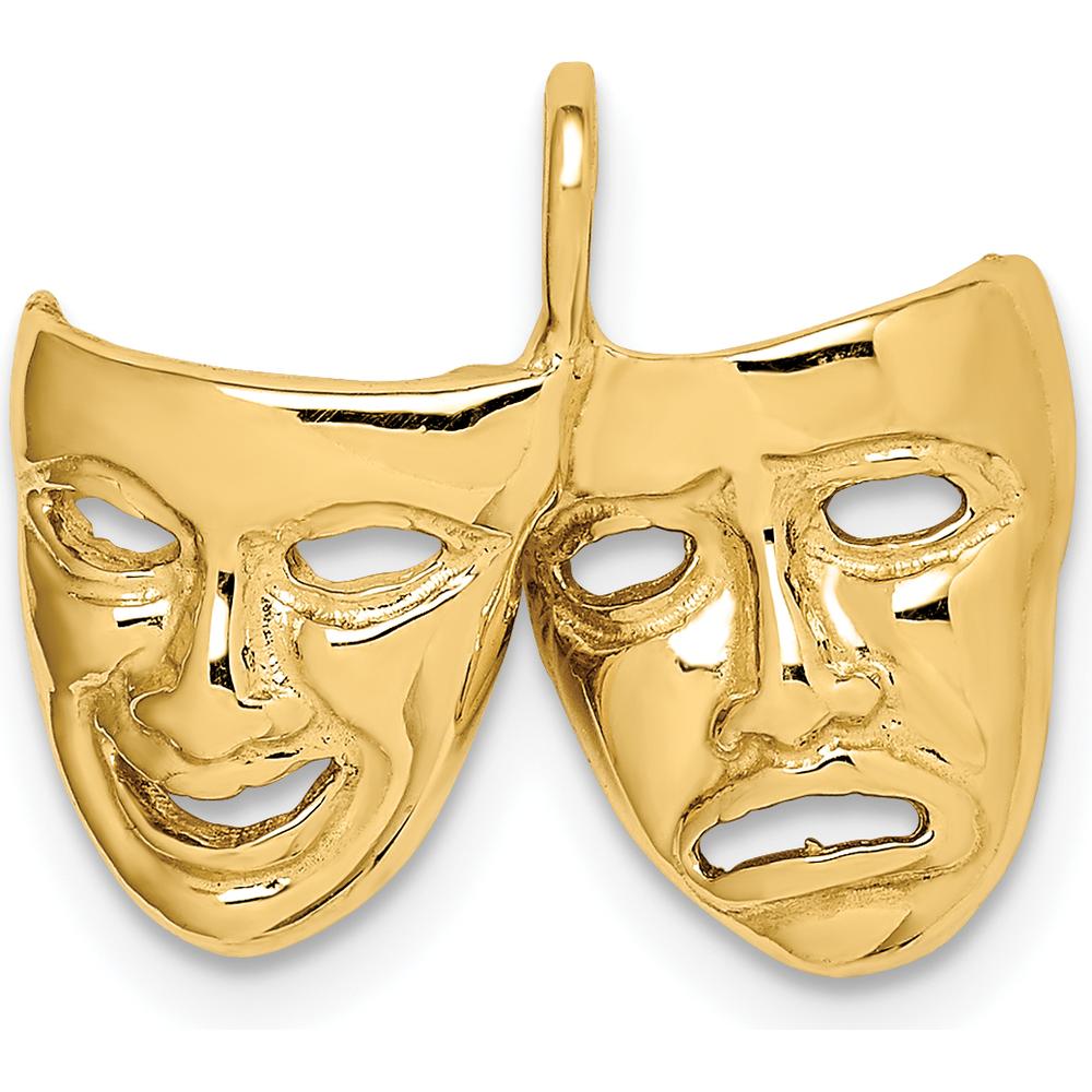 14K Yellow Gold Polished Comedy/Tragedy Theater Masks Pendant by Oro Pregiato