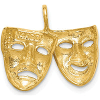 14K Yellow Gold Polished Comedy/Tragedy Theater Masks Pendant by Oro Pregiato