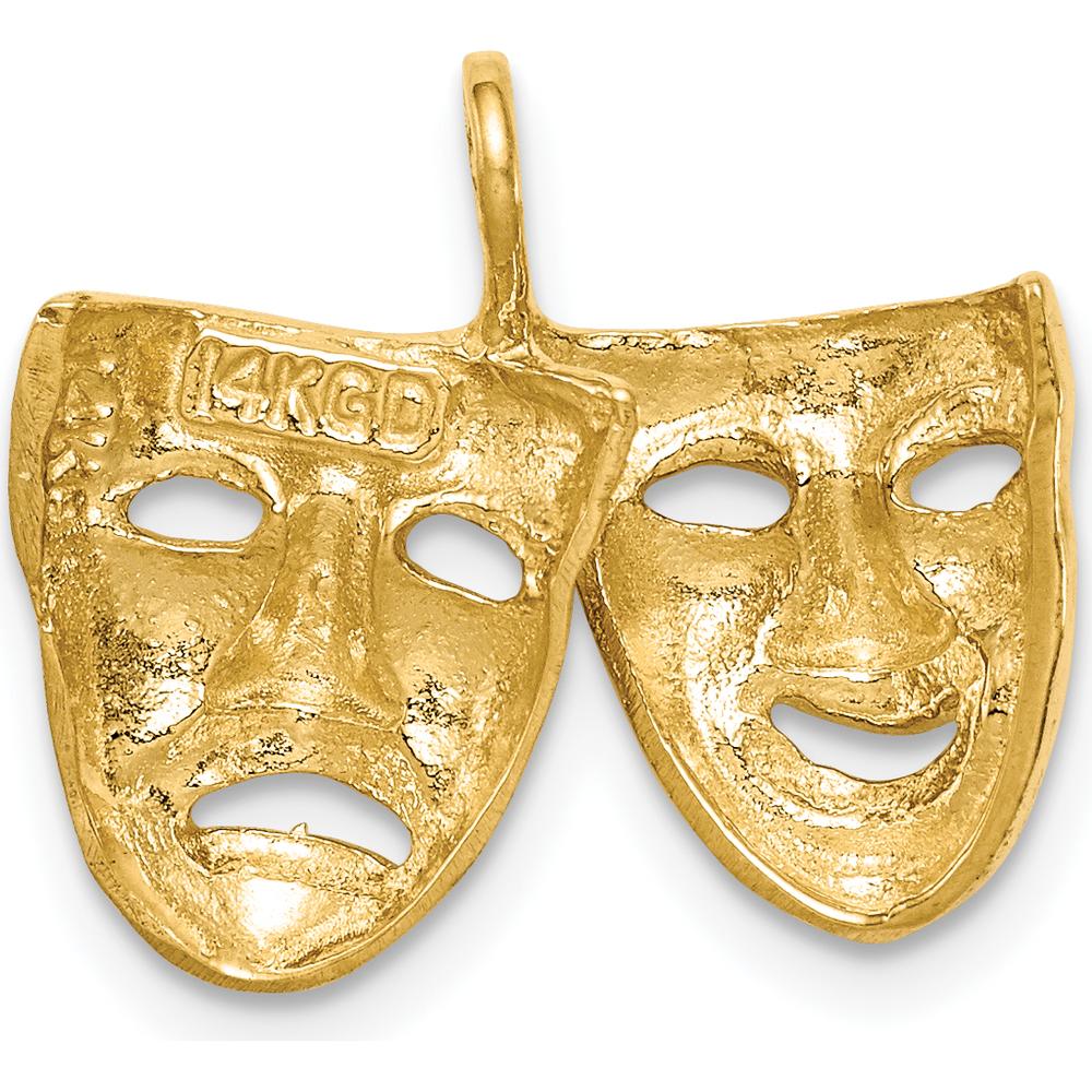 14K Yellow Gold Polished Comedy/Tragedy Theater Masks Pendant by Oro Pregiato