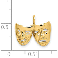 14K Yellow Gold Polished Comedy/Tragedy Theater Masks Pendant by Oro Pregiato