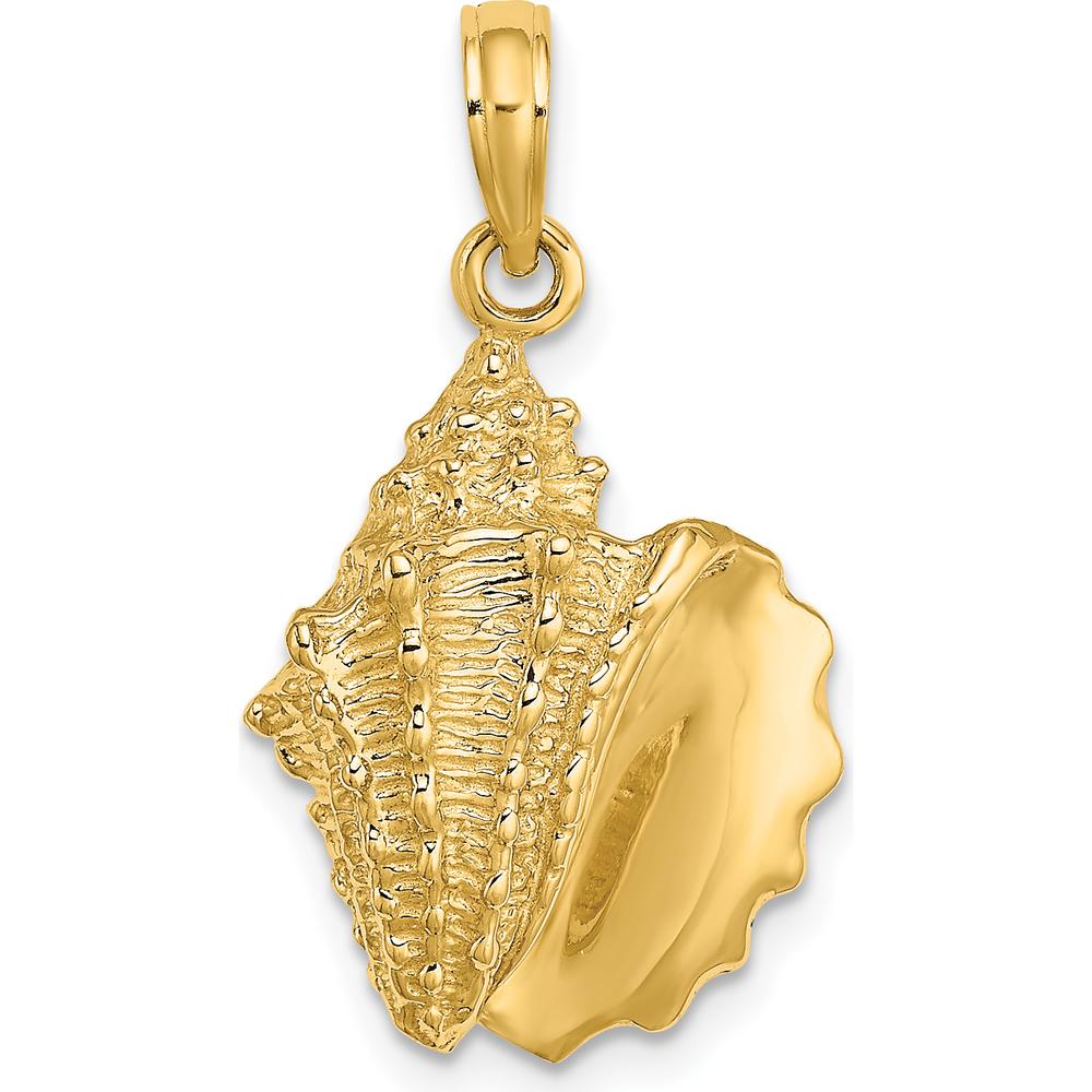 14K Yellow Gold Polished Conch Shell Charm Pendant - 25mm Length by Oro Pregiato