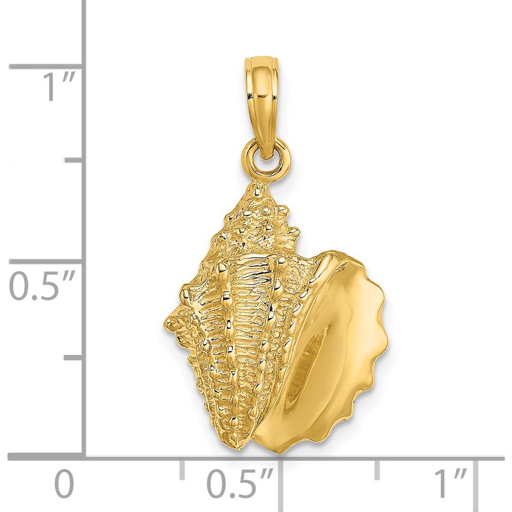 14K Yellow Gold Polished Conch Shell Charm Pendant - 25mm Length by Oro Pregiato
