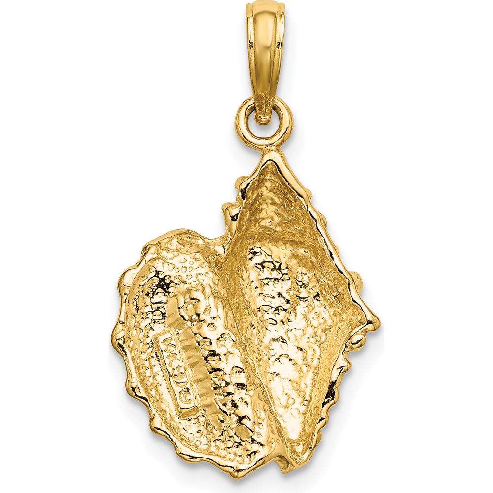 14K Yellow Gold Polished Conch Shell Charm Pendant - 25mm Length by Oro Pregiato