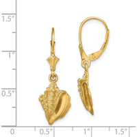 14K Yellow Gold Polished Conch Shell Leverback Drop Earrings by 0