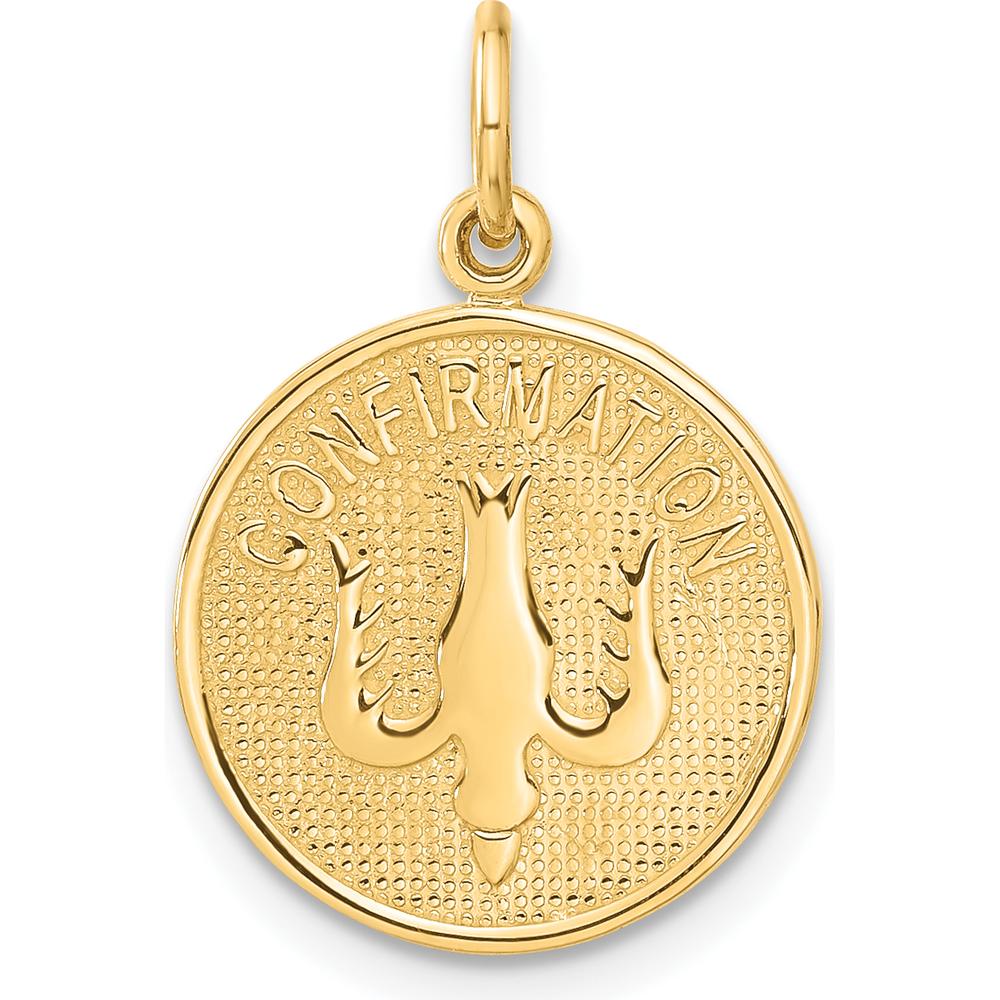 14K Yellow Gold Polished Confirmation Dove Round Charm - 23mm Length by Oro Pregiato