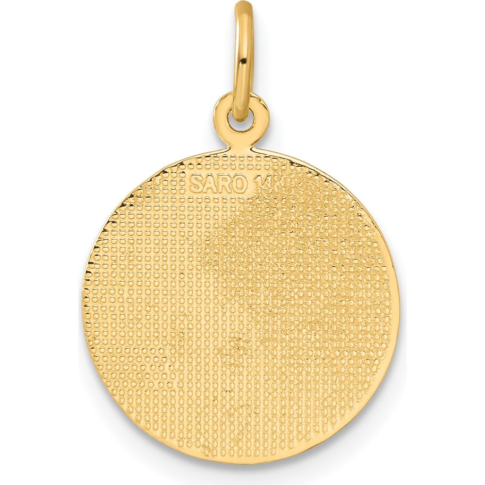 14K Yellow Gold Polished Confirmation Dove Round Charm - 23mm Length by Oro Pregiato