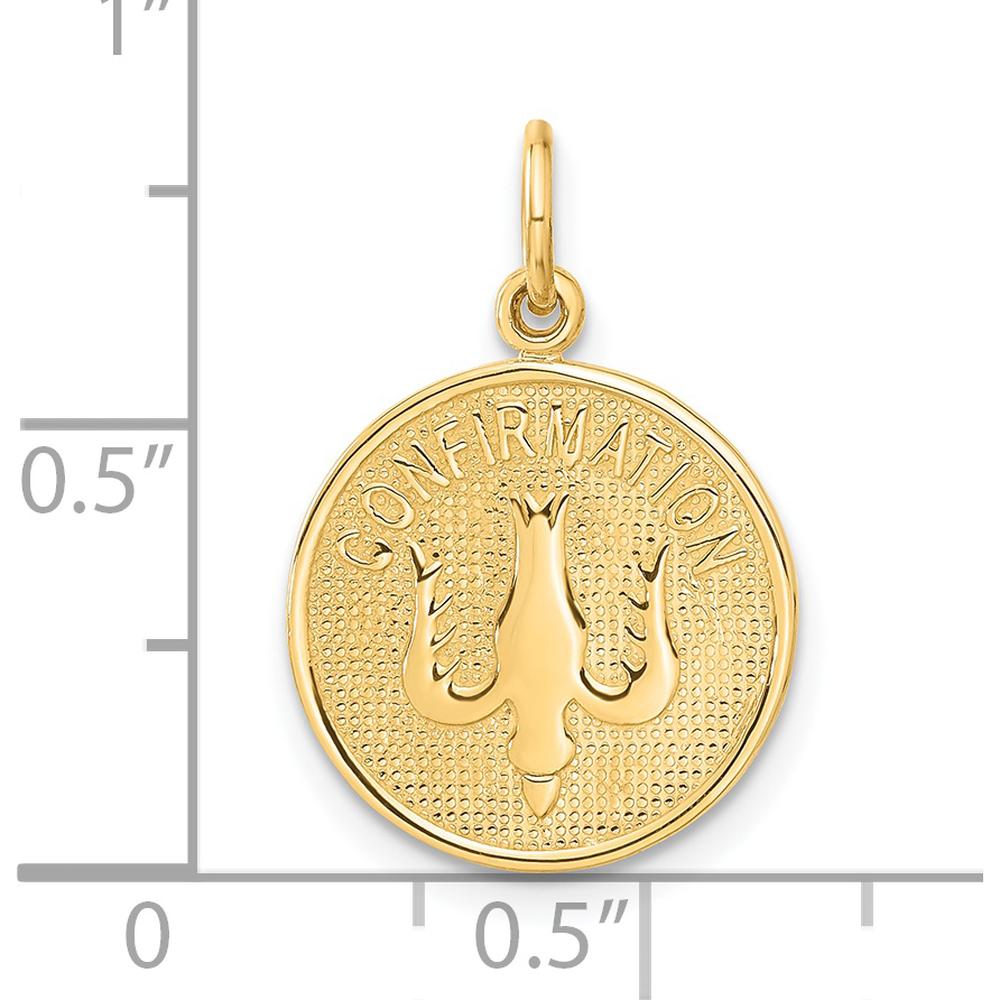 14K Yellow Gold Polished Confirmation Dove Round Charm - 23mm Length by Oro Pregiato