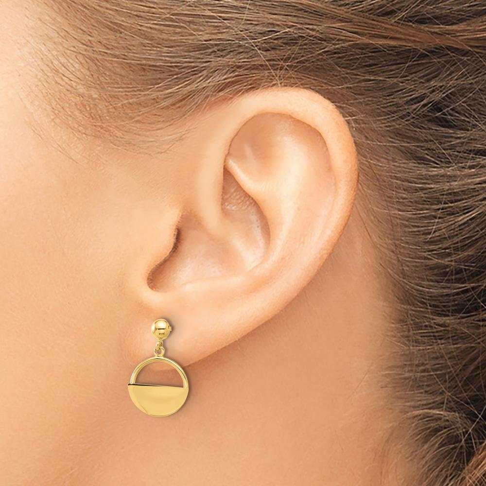 14K Yellow Gold Polished Contemporary Dangle Earrings - 18.8mm Length by 0