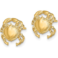 14K Yellow Gold Polished Crab Button Post Earrings by 0