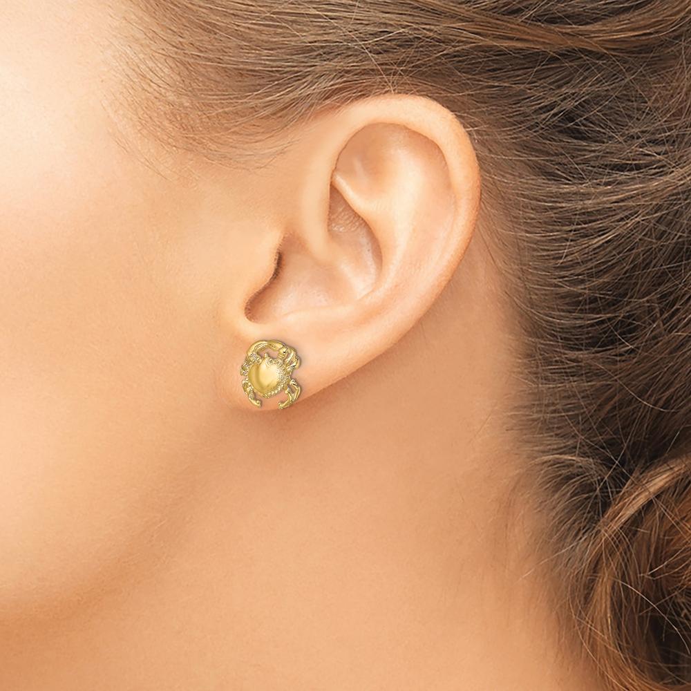 14K Yellow Gold Polished Crab Button Post Earrings by 0