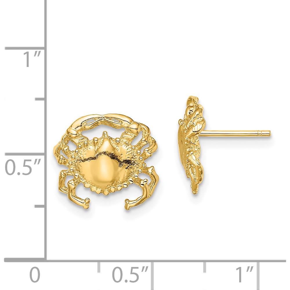 14K Yellow Gold Polished Crab Button Post Earrings by 0