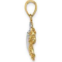 14K Yellow Gold Polished Crab Charm with White Rhodium Accent - 22mm Length by Oro Pregiato