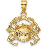 14K Yellow Gold Polished Crab Charm with White Rhodium Accent - 22mm Length by Oro Pregiato