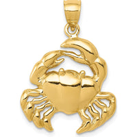 14K Yellow Gold Polished Crab Pendant - 29mm Length by Oro Pregiato