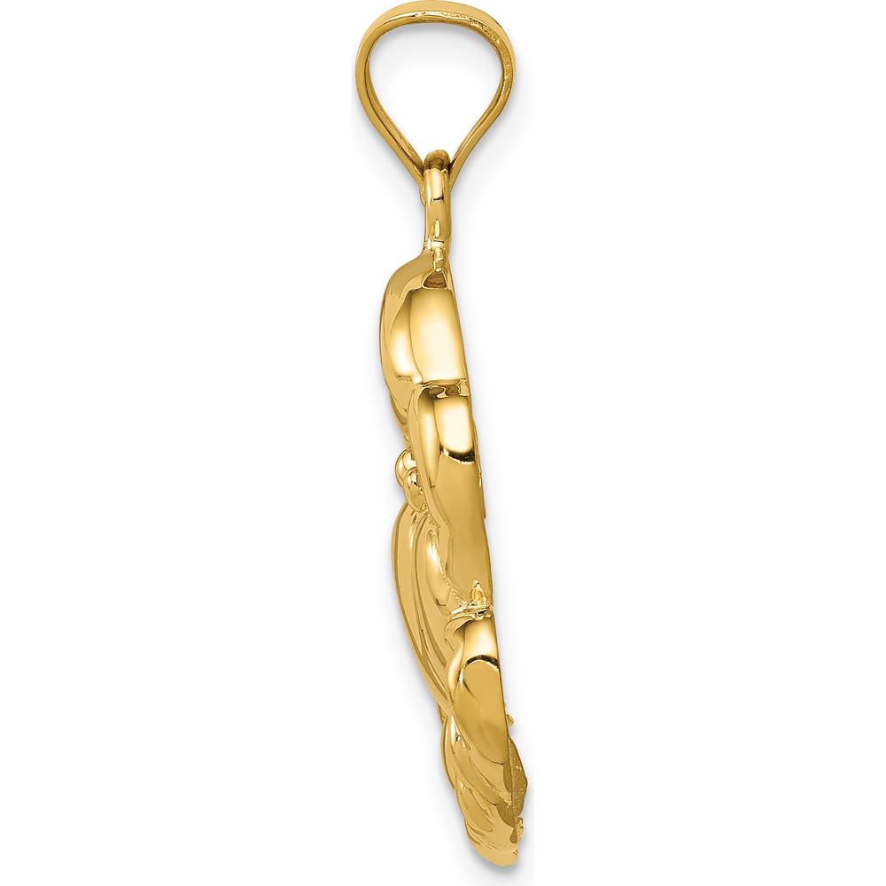 14K Yellow Gold Polished Crab Pendant - 29mm Length by Oro Pregiato