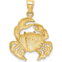 14K Yellow Gold Polished Crab Pendant - 29mm Length by Oro Pregiato
