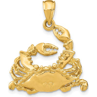 14K Yellow Gold Polished Crab Pendant Necklace Charm by Oro Pregiato