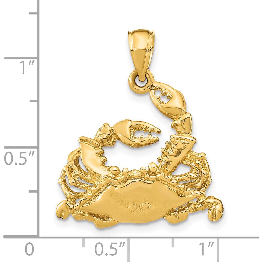14K Yellow Gold Polished Crab Pendant Necklace Charm by Oro Pregiato