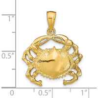 14K Yellow Gold Polished Crab Pendant Necklace by Oro Pregiato