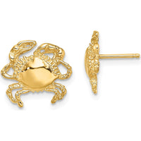 14K Yellow Gold Polished Crab Stud Earrings - Playful Fine Jewelry by 0