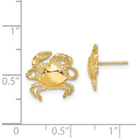 14K Yellow Gold Polished Crab Stud Earrings - Playful Fine Jewelry by 0
