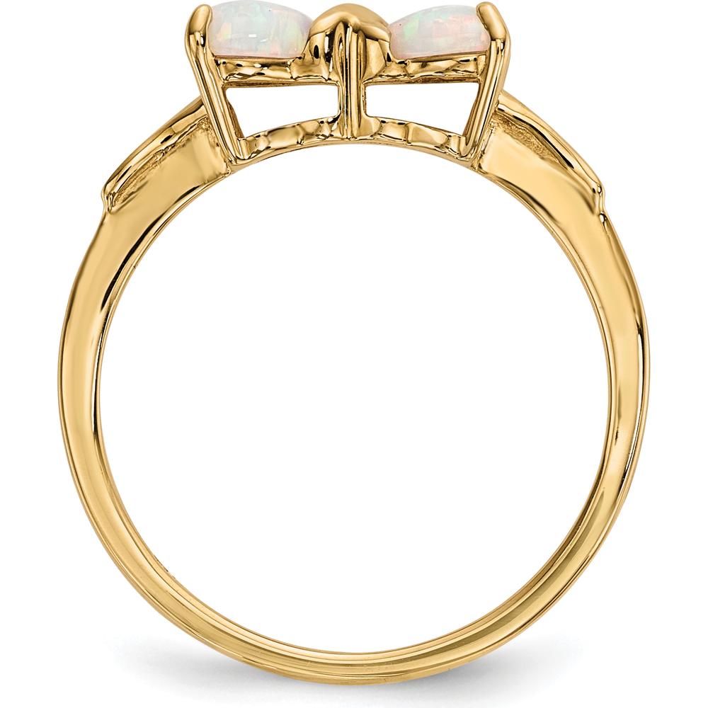 14K Yellow Gold Polished Created Opal Bow Ring with Heart-Shaped Opals by Oro Pregiato