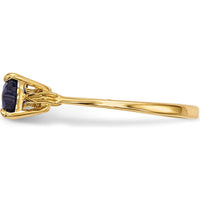 14K Yellow Gold Polished Created Sapphire Bow Ring with Heart-Shaped Blue Sapphires by Oro Pregiato